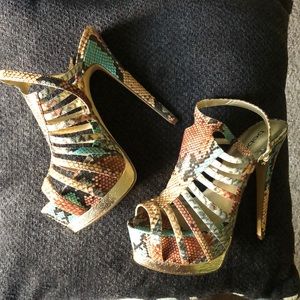 Bebe python platform heels .